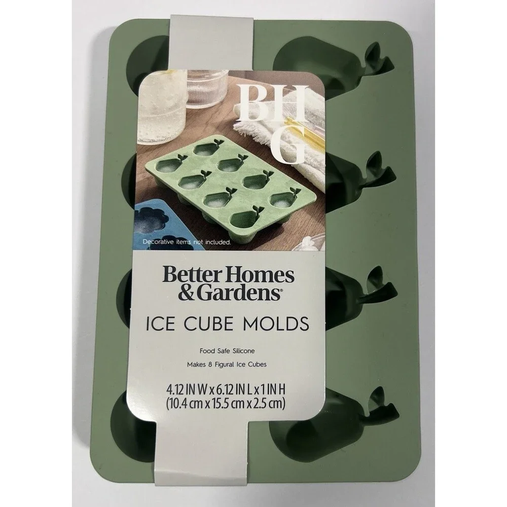 Better Homes & Gardens Pear Silicone Ice Cube Molds Green Set of 4 New